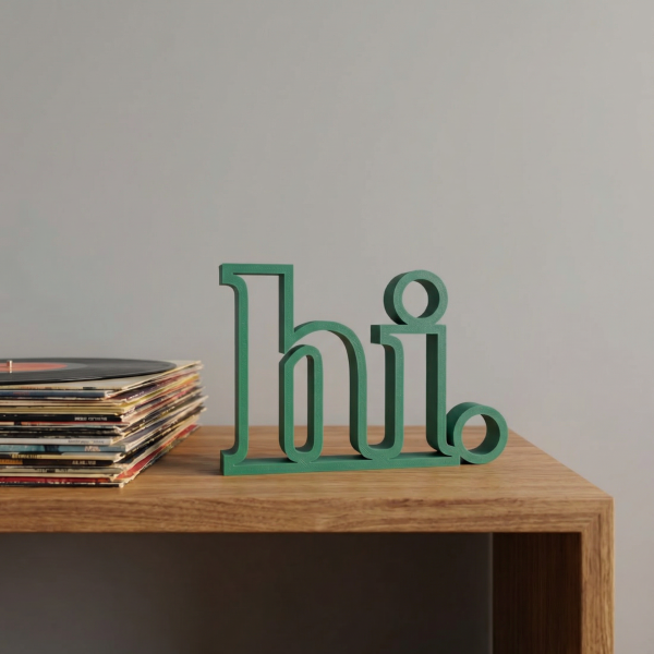 Minimalistischer 3D-Deko-Schriftzug „hi.“