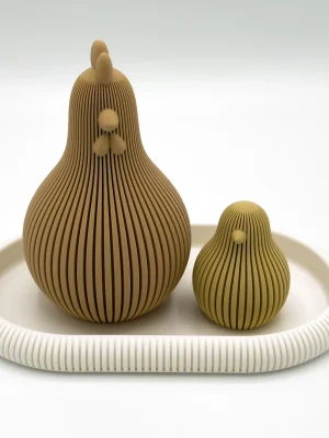 Deko-Huhn "Kiku" - minimalistische Osterdeko mit Rillenstruktur