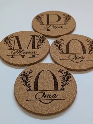 Korkuntersetzer "Monogram" - personalisiert