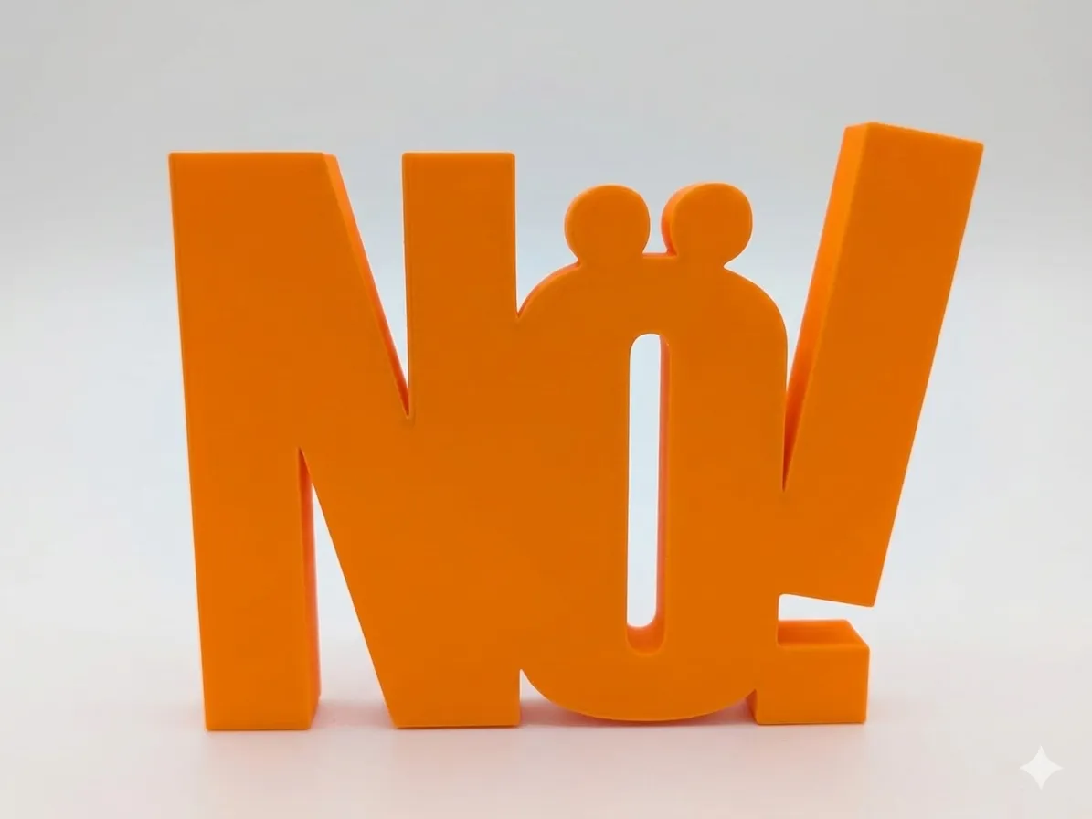 Schriftzug „Nö!" - Deko für Regal & Schreibtisch