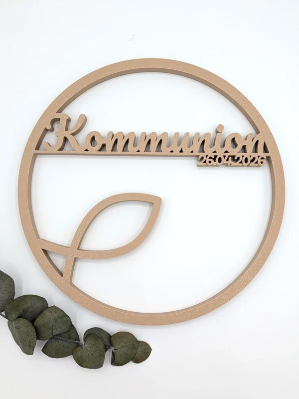 Kommunionring „Gloria" - Deko Ring mit Datum zur Kommunion