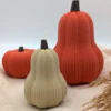 Deko-Kürbis „Kabocha“ in Orange neben länglichen Butternut-Kürbissen