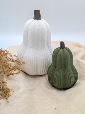 Deko-Kürbis Butternut „Hisago“ mit feiner Struktur-Oberfläche in Weiß und Grün