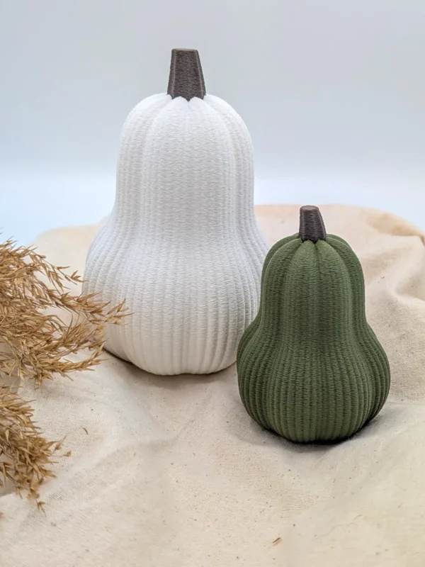 Deko-Kürbis Butternut „Hisago“ mit feiner Struktur-Oberfläche in Weiß und Grün